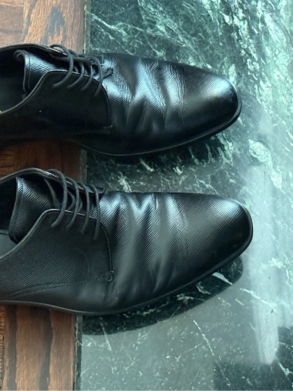 Prada Black Leather Derby Lace-Up Shoes well cared for by Fortune 500 executive
